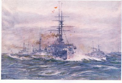 Battleships of the White Era at sea, 1915 by William Lionel Wyllie